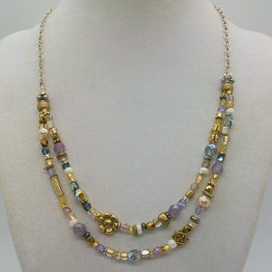 Handmade Double Strand Multi Color Bead Necklace